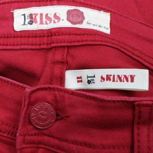 1st Kiss Red Cotton Skinny Stretch Jeans SZ 11 EUC